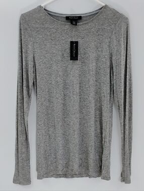 Women's Grey Long Sleeve Round Neck Top - White House Black Market New W/Tag S